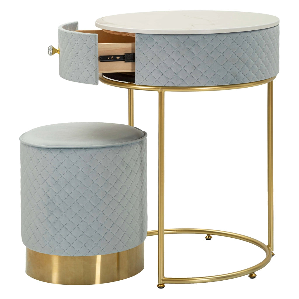 Mobile da Trucco Mbale, Toeletta un Cassetto, 52x52x70h cm Azzurro Celeste