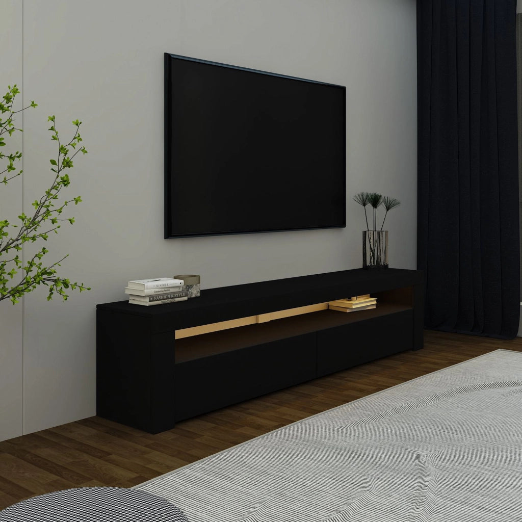Porta TV in legno "Bati" - 150 x 36 x 46 cm - Nero