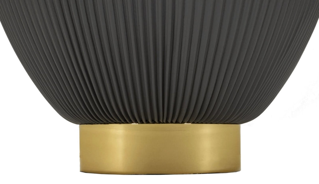 Tavolino da Caffè Elge Ø46x45 cm in Ferro e Ceramica e Poliestere Grigio e Oro e Bianco