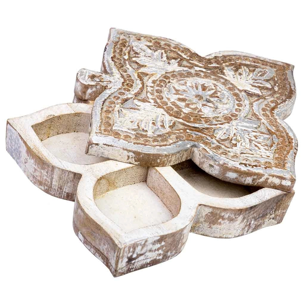 Scatola in legno con finitura artigianale bianco anticato 18,5x20x5h cm