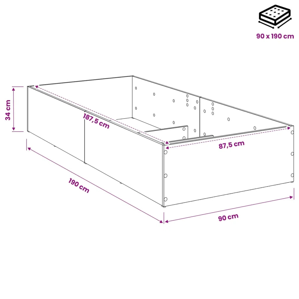 Giroletto per rete letto regolabile Bianco 90 x 190 cm 8021839