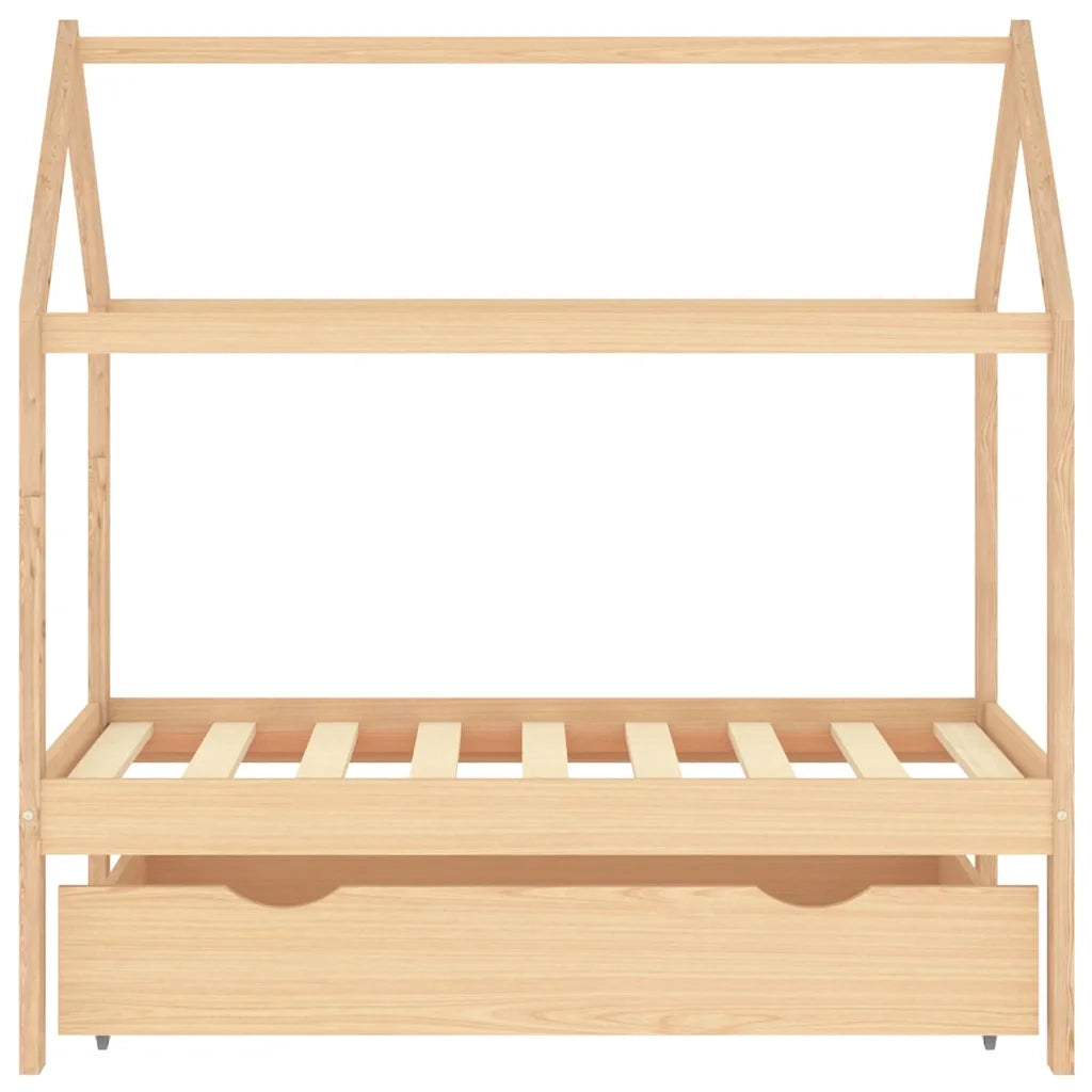 Giroletto per Bambini con Cassetto-Struttura Letto Bambini con contenitore in Pino Massello 70x140 cm