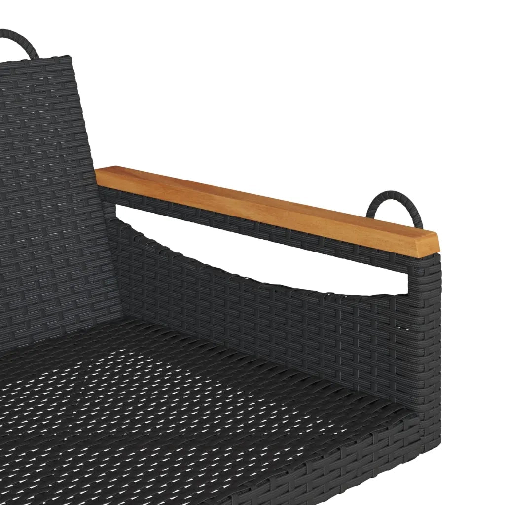 Panchina a Dondolo Nera 63x62x40 cm in Polyrattan 368161