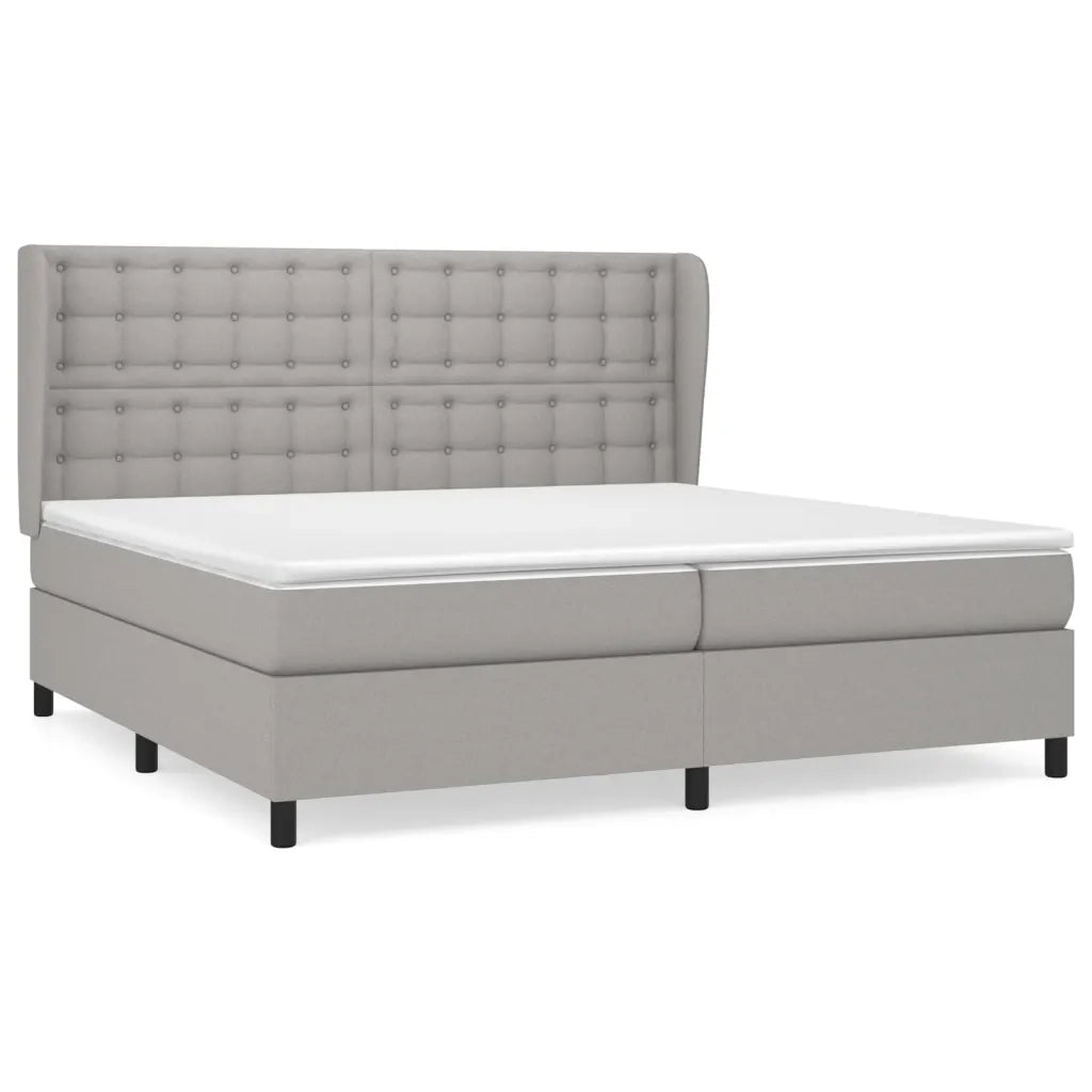Giroletto a Molle con Materasso Grigio Chiaro 200x200cm Tessuto cod mxl 57795