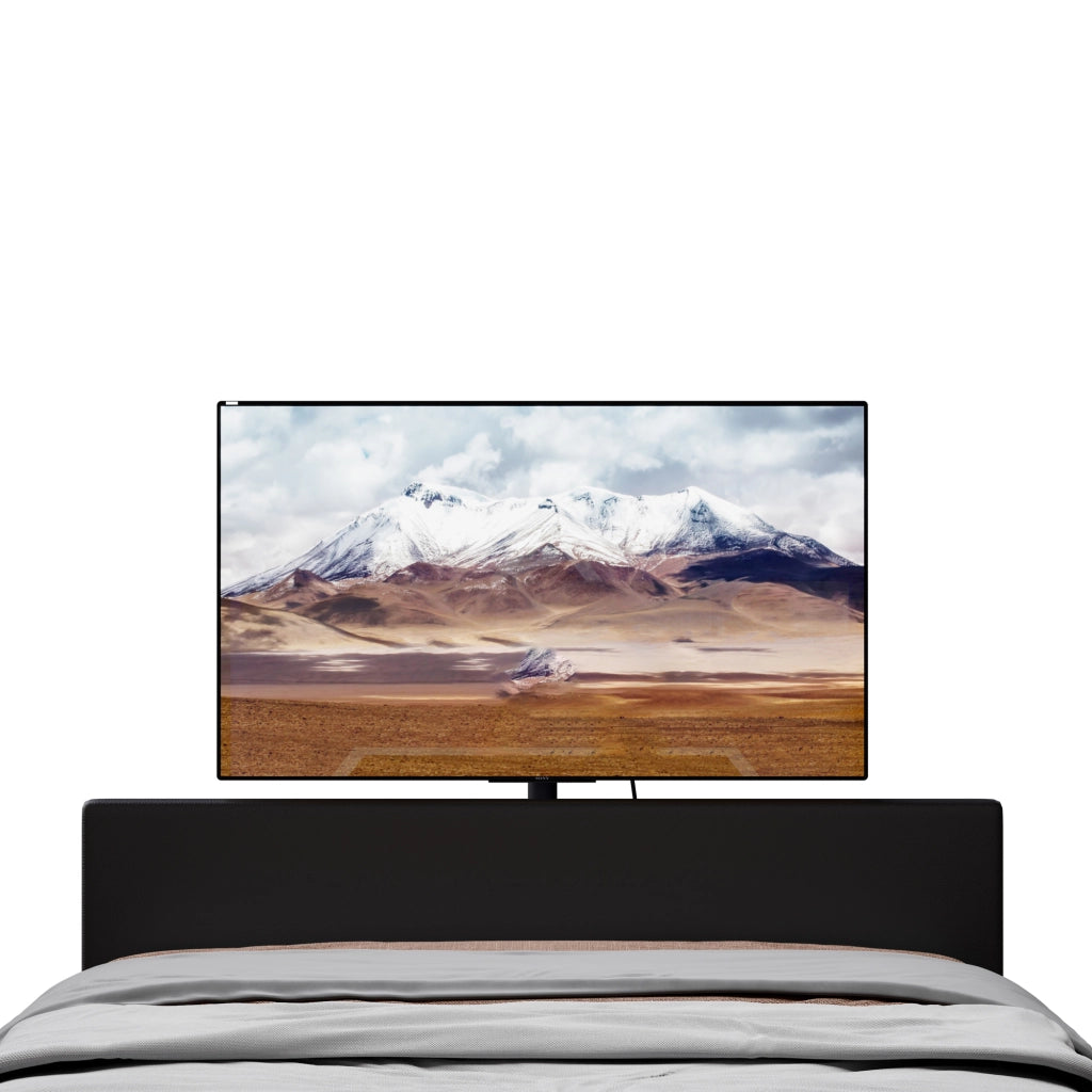Letto imbottito nero con illuminazione led a cambio colore stoccaggio idraulico supporto tv 90x200 cm