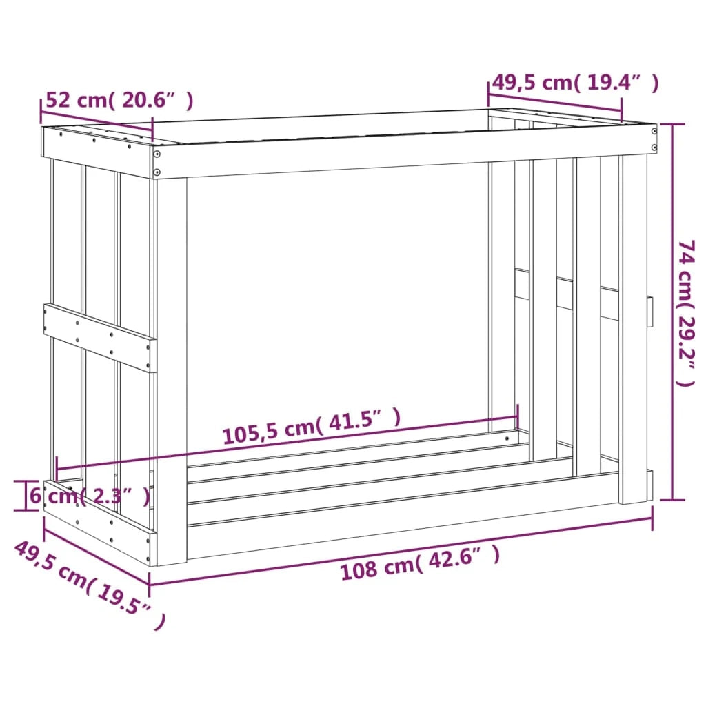 Portalegna da esterno 108 x 52 x 74 cm in legno massello di pino bianco 02_0043826