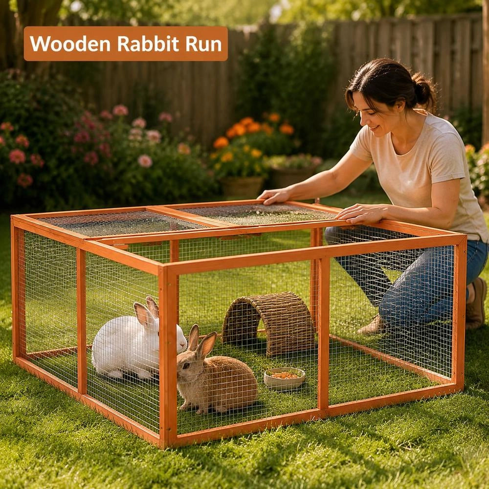 Rabbit Hutch 124x120x60 Cm Solid Fir Wood