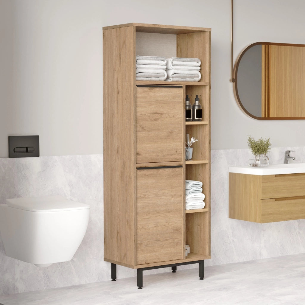Mobile da bagno in legno "ON10C" - 60 x 46 x 161 cm - Marrone