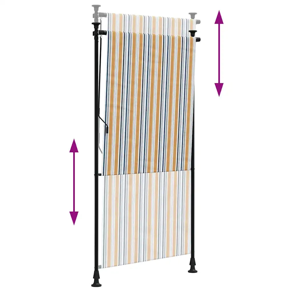 Tenda a Rullo Esterno Gialla e Bianca 100x270cm Tessuto Acciaio