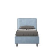 Letto imbottito Singolo 80x200 cm Appia - Con rete,Microfibra,Azzurro