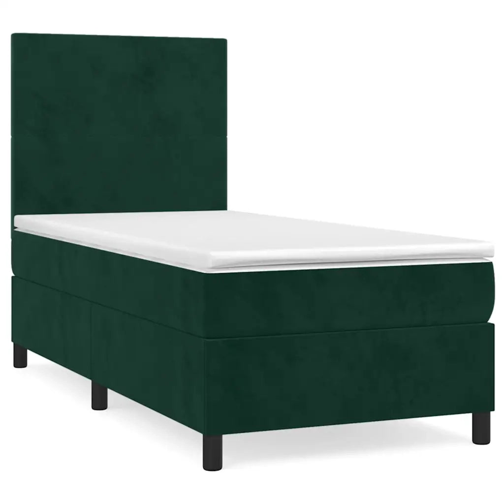 Giroletto a Molle con Materasso-Struttura Letto Verde Scuro 80x200 cm Velluto 890298