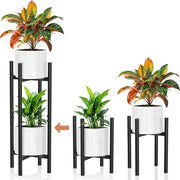 Set di due pezzi di supporto di piante in metallo nero - supporto flessibile per fiori 20-30cm di larghezza 4 opzioni di altezza e 5 configurazioni supporto di piante a due livelli per interni ed esterni.