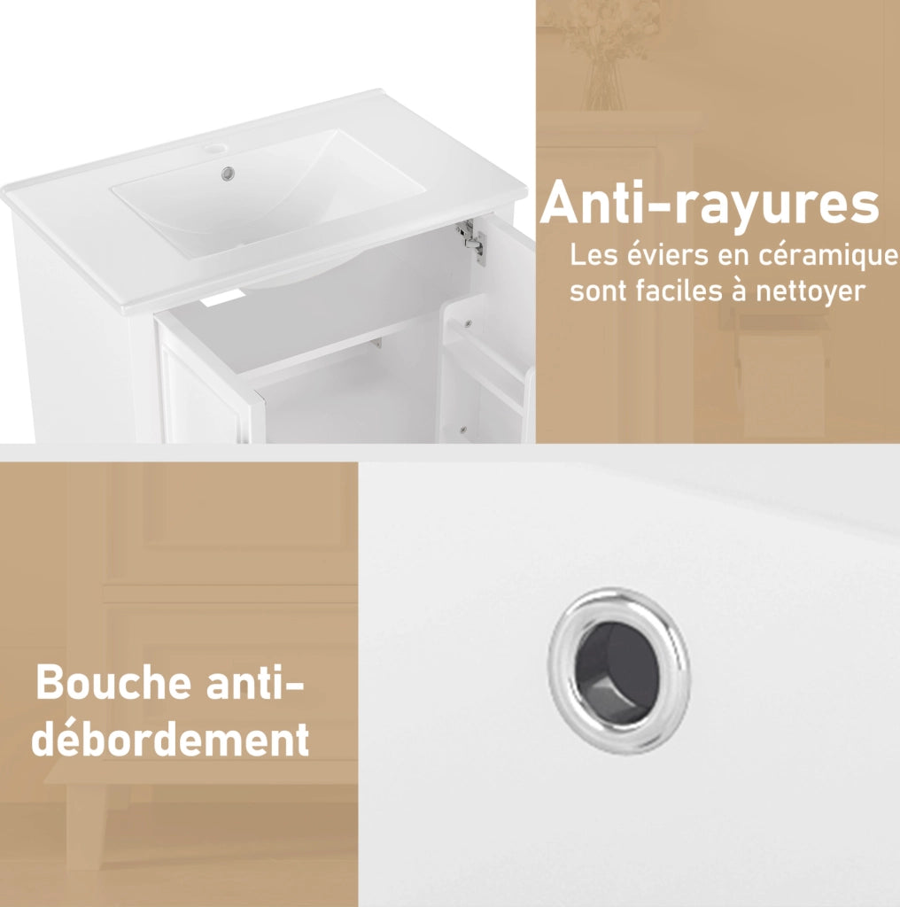 MOBILE Bagno con Lavabo 76x46x87 cm MDF e Ceramica Bianco