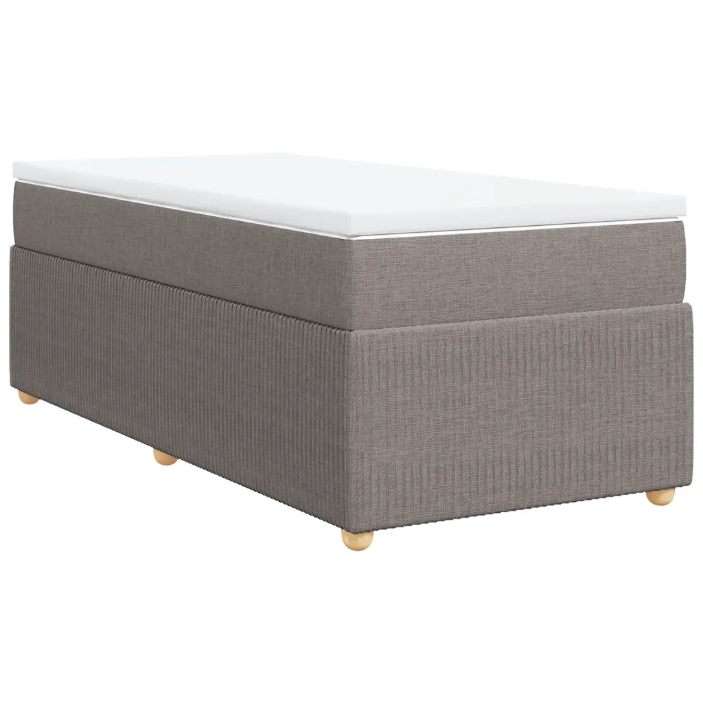 vidaXL Giroletto a Molle con Materasso Tortora 90x190 cm in Tessuto
