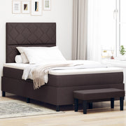Letto a molle con materasso e panca marrone scuro 120x190 cm tessuto