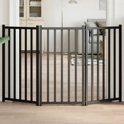 vidaXL Cancello Cani Pieghevole 3 Pannelli Nero 150 cm Massello Abete