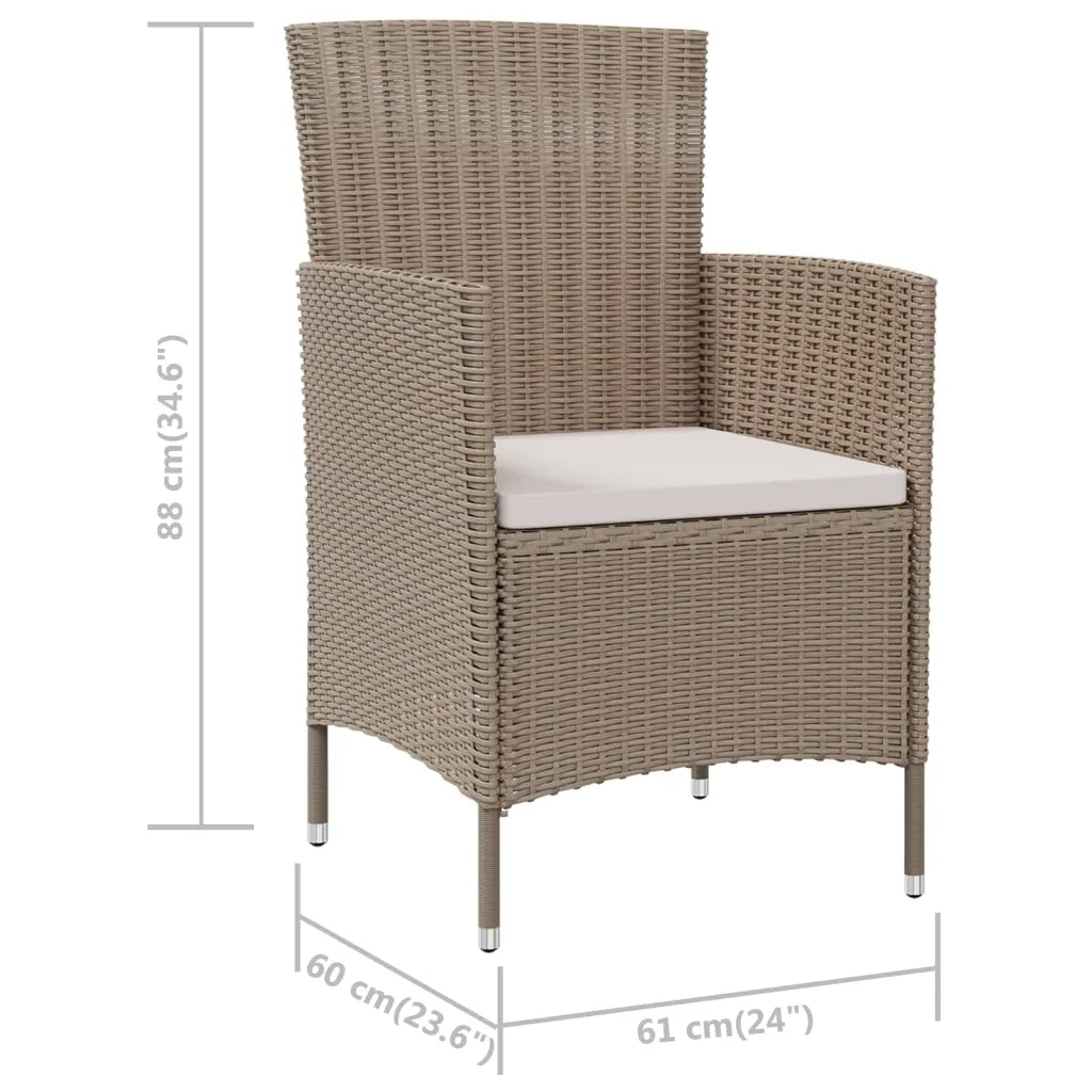 Sedie da Giardino con Cuscini 4 pz in Polyrattan Beige 316692