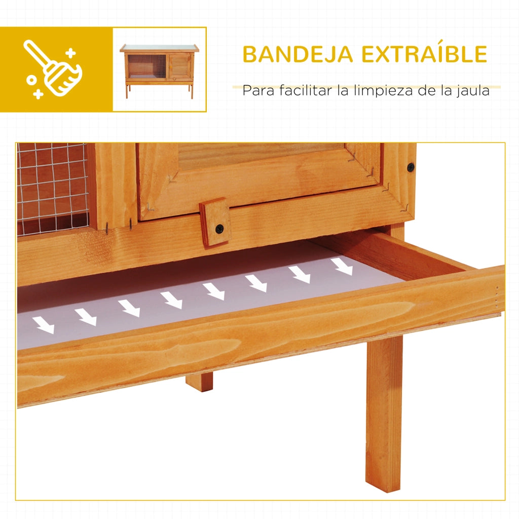 Casa per conigli esterno grande con vassoio estraibile ¨C zephmum ¨C legno 90x45x65cm