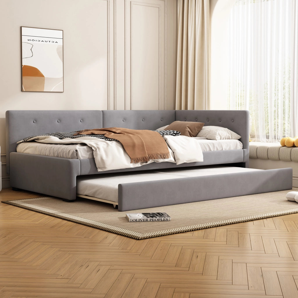Letto singolo con roll-out in velluto 90x200 cm