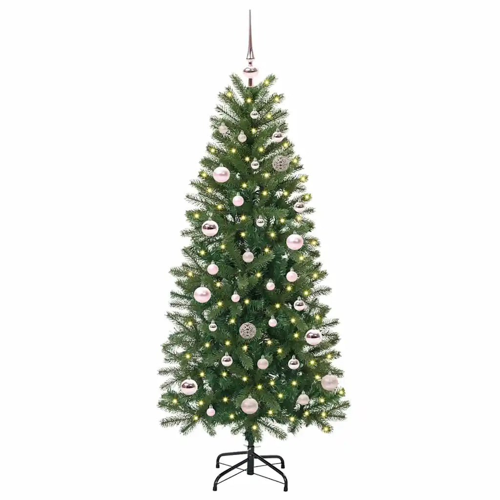 Albero di Natale | Decorazioni natalizie artificiale con 150 LED Verde 150 cm PE e PVC