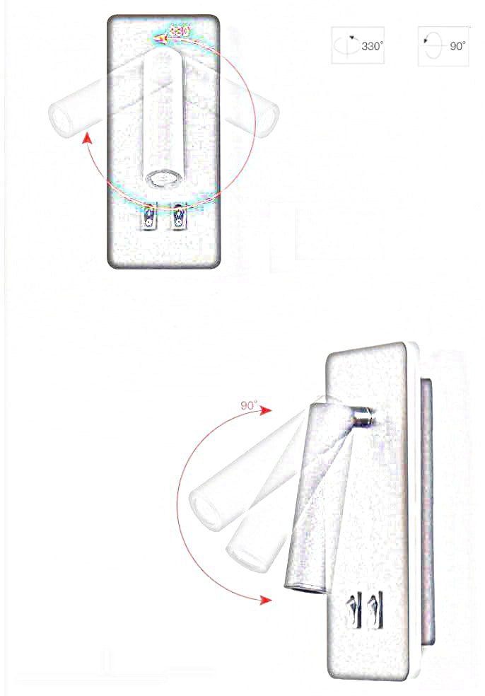 Lampada con doppio led da lettura da parete muro Applique da 6W orientabile per casa hotel b&b con luce bianca fredda 6500K