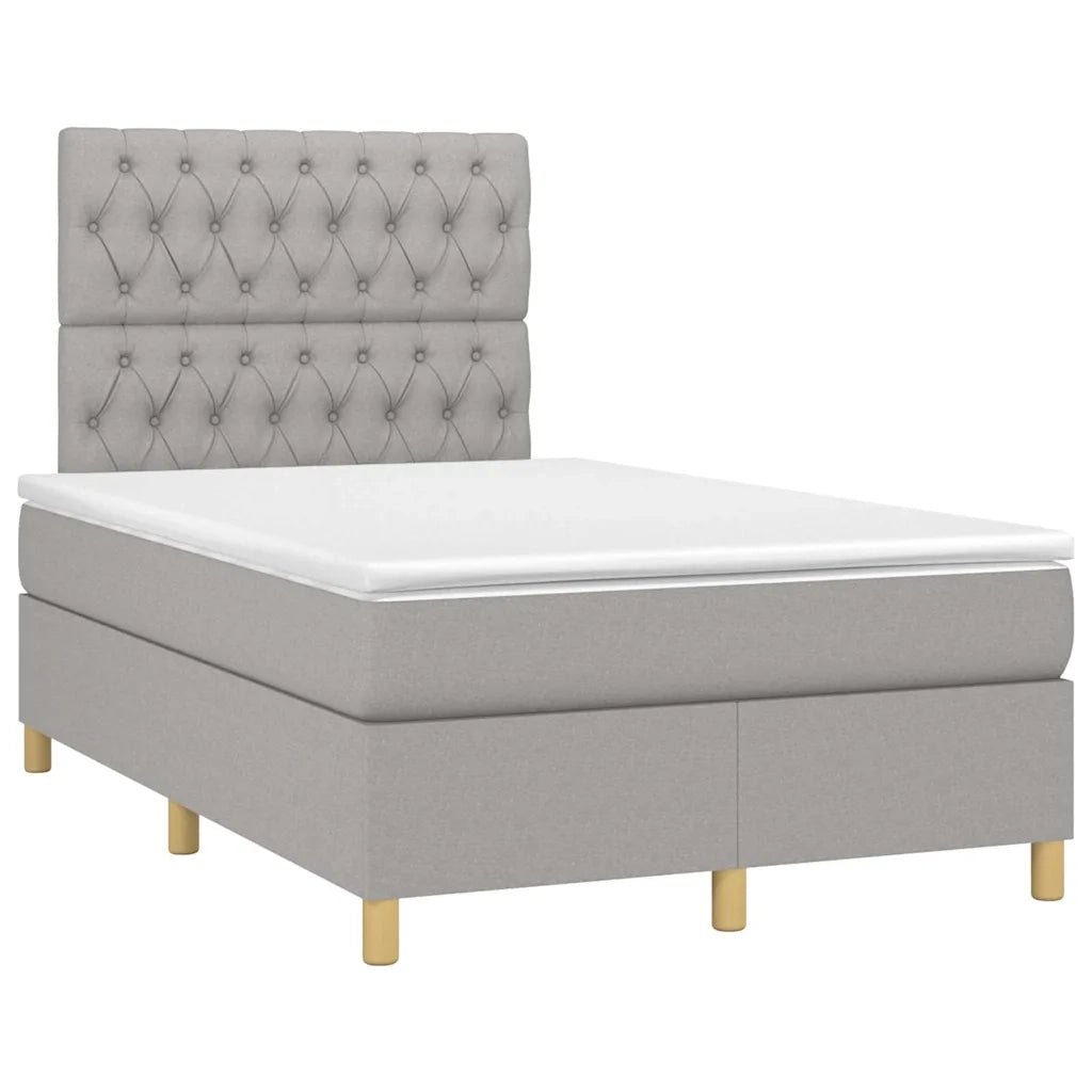 Giroletto a Molle con Materasso Grigio Chiaro 120x190cm Tessuto