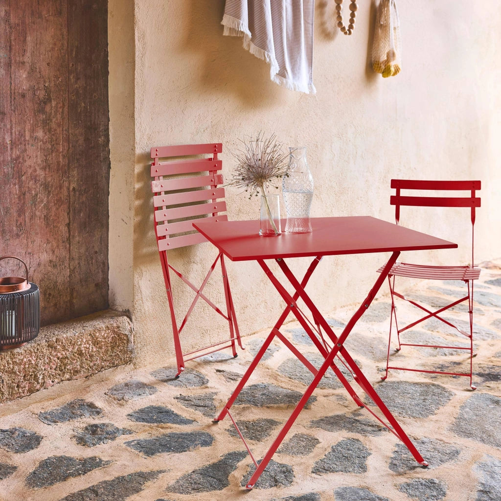 Set tavolo da giardino pieghevole in acciaio con 2 sedie, 70cm,