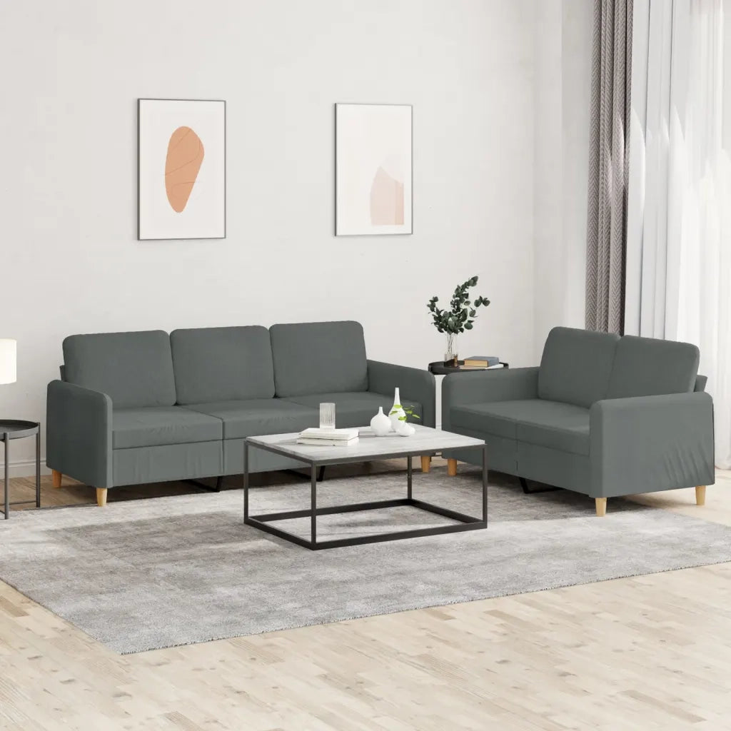 Set di Divani 2 pz con Cuscini Grigio Scuro in Tessutocod mxl 107206