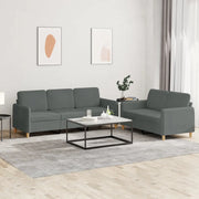 Set di Divani 2 pz con Cuscini Grigio Scuro in Tessutocod mxl 107206