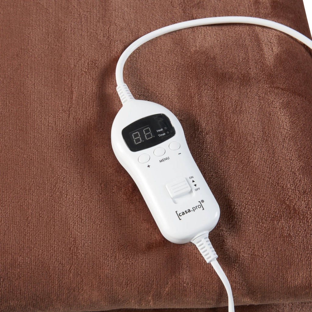 Coperta elettrica riscaldata 120 watt camera da letto 200 x 150 cm marrone 03_0009337