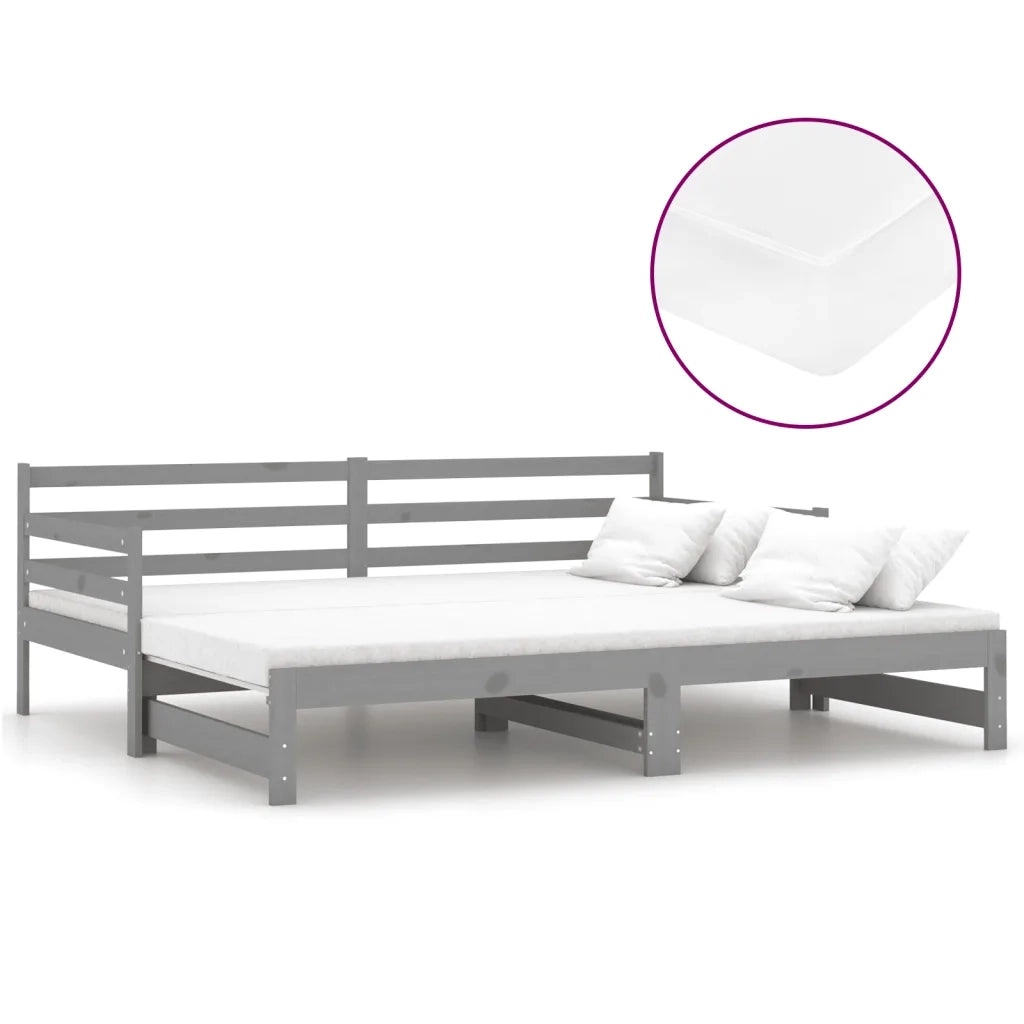 Dormeuse Estraibile 2x(90x200) cm Grigia in Legno di Pino 3083661