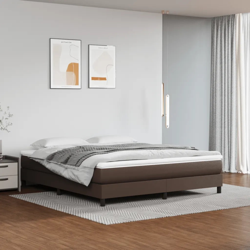 Struttura Letto a Rete a Molle-Giroletto Marrone 180x200 cm in Similpelle
