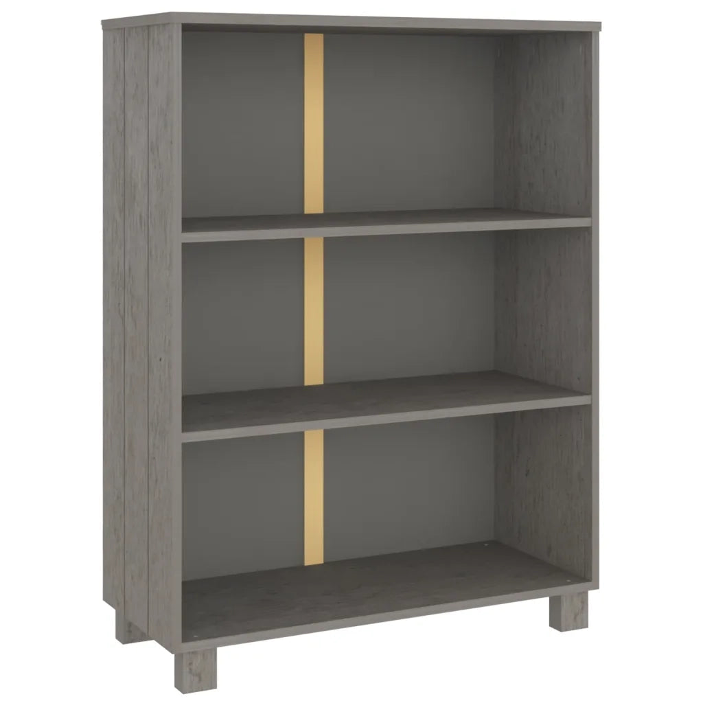 Libreria-Scaffale per Libri-Mobile di Stoccaggio HAMAR Grigio Chiaro 85x35x112cm Legno Massello di Pino
