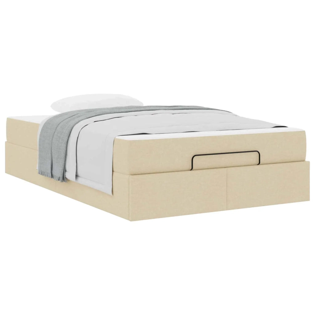 Struttura letto con materasso con materasso 2 pcs Crema Tessuto