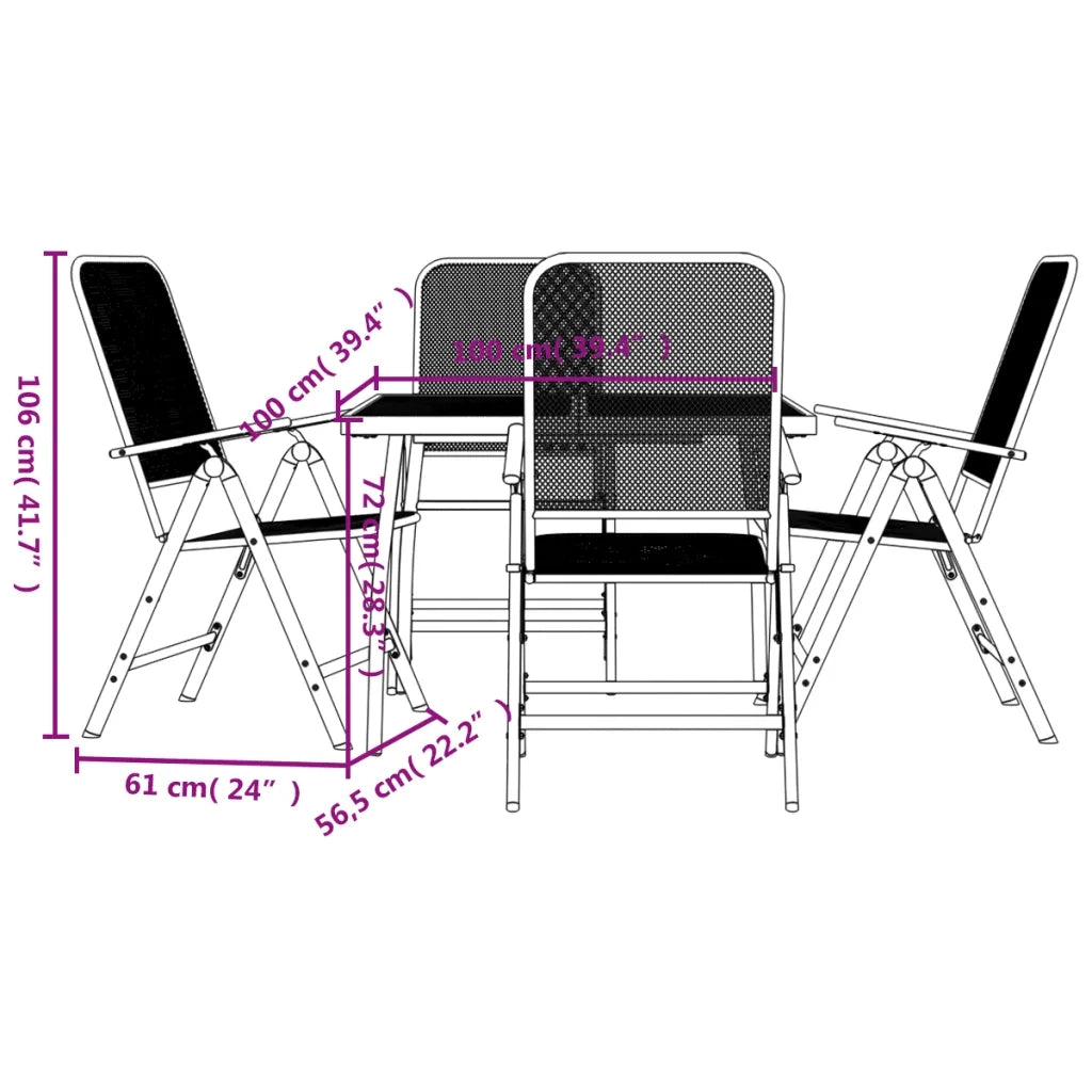 Set da Pranzo da Giardino 5pz | Set Salotto da Giardino Antracite in Rete Metallica