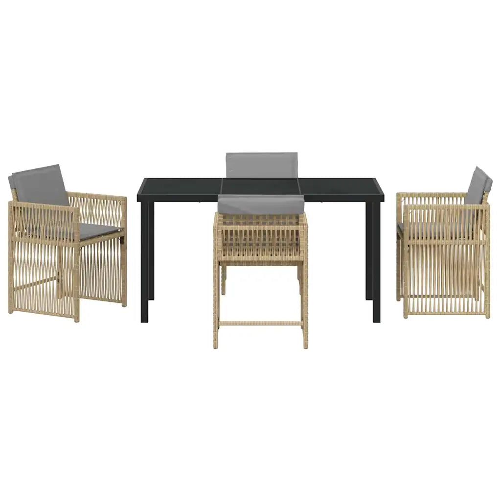 Set da Pranzo per Giardino 5 pcs Beige polyrattan 3380794