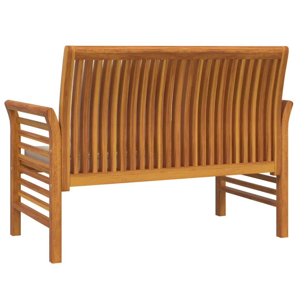 Divanetto con Cuscini Bianco Crema in Legno Massello di Acacia 312139