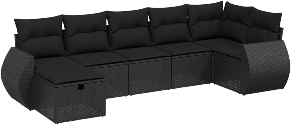 3264121 - Set da pranzo da giardino in rattan sintetico nero, set tavolo e sedie da giardino, tavolo da terrazza e sedie, set da giardino, mobili da giardino