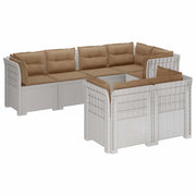 Divano 7 Posti da Giardino con Cuscini Aspetto Rattan PP Bianco 3444168