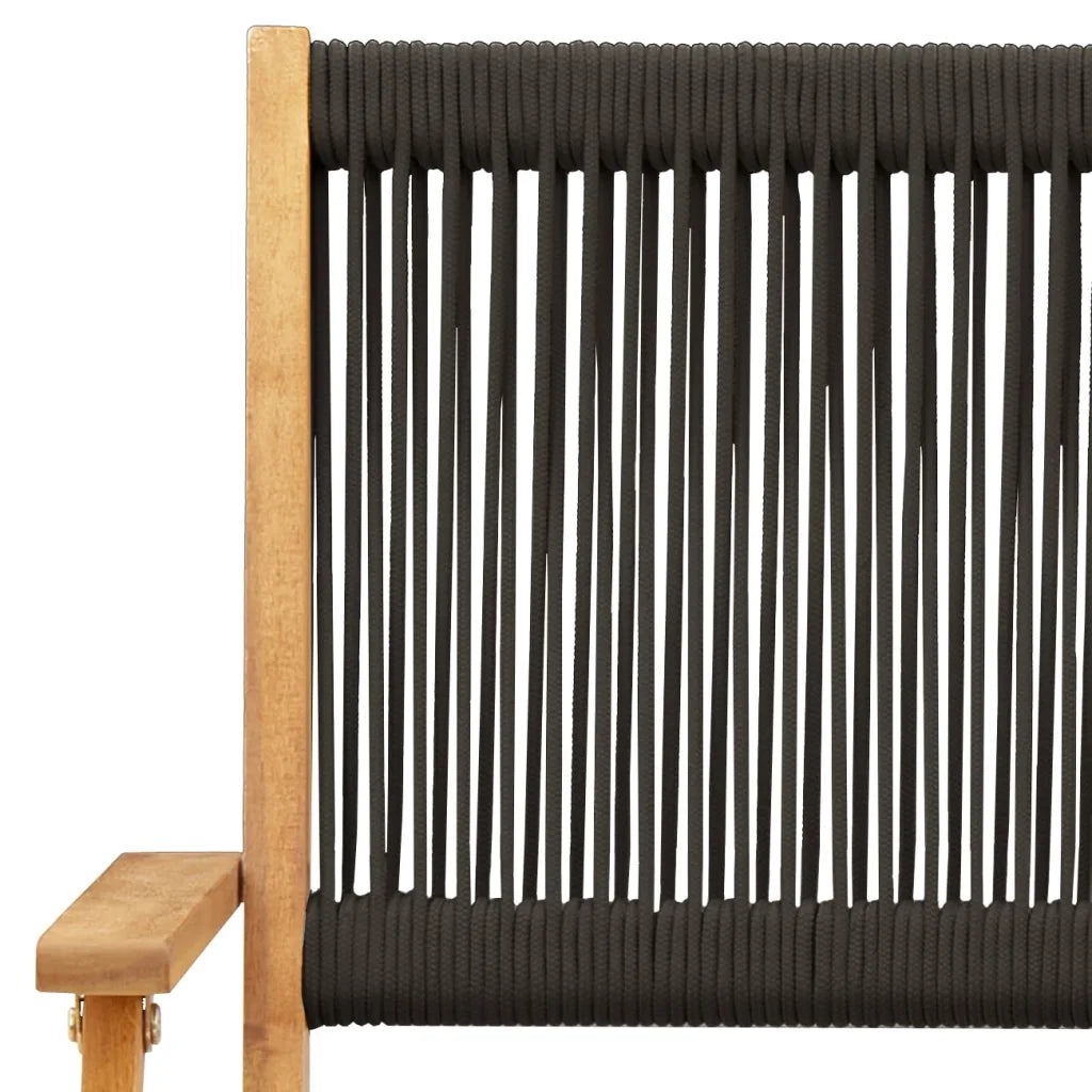 Set Pranzo da Giardino 5 pz Nero Polipropilene e Legno Massello