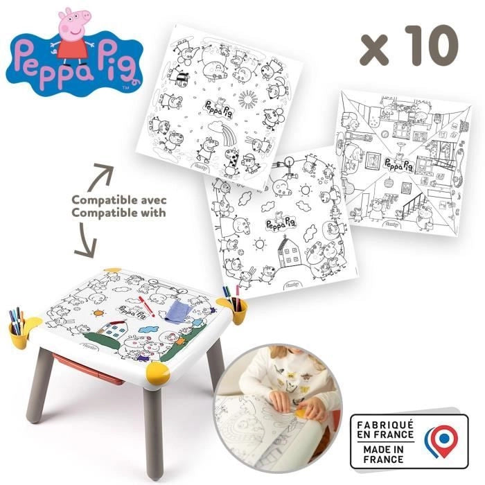 Smoby - Ricarica pagine da colorare per il tavolo creativo dei bambini - 10 fogli da colorare di Peppa Pig