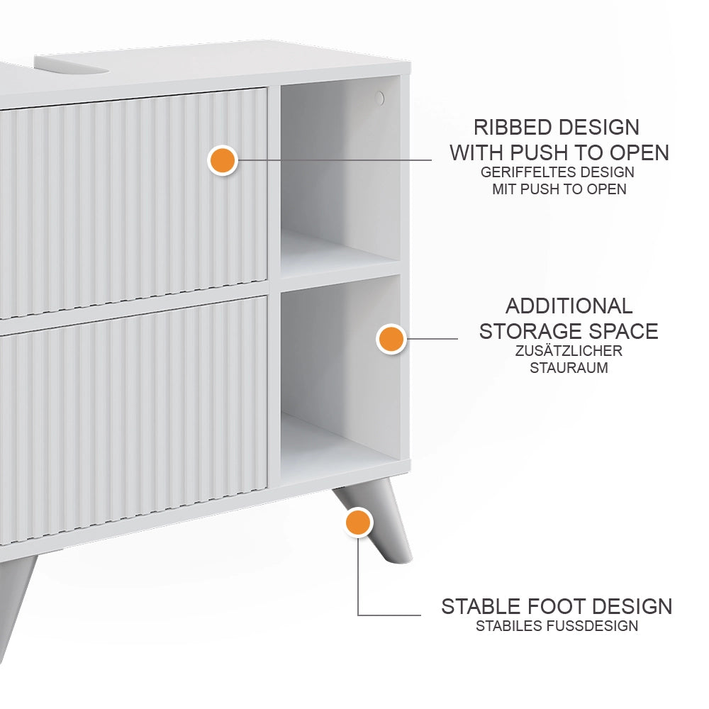 Vicco Mobile sottolavabo per bagno Bianco 60 x 62 cm con 2 cassetti