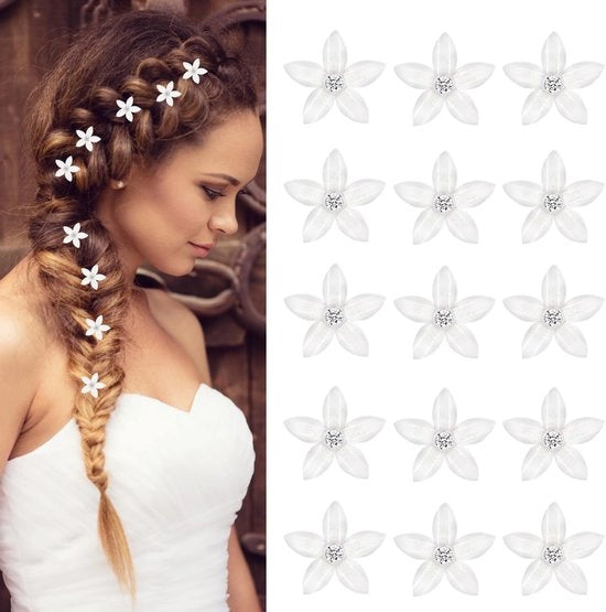 Set di spille per capelli 15 pezzi - Mini fiori con strass - Accessori decorativi per capelli - Per donne/bambine - Resistenti all'usura acrilico/metallo - Adatti per occasioni speciali/matrimonio