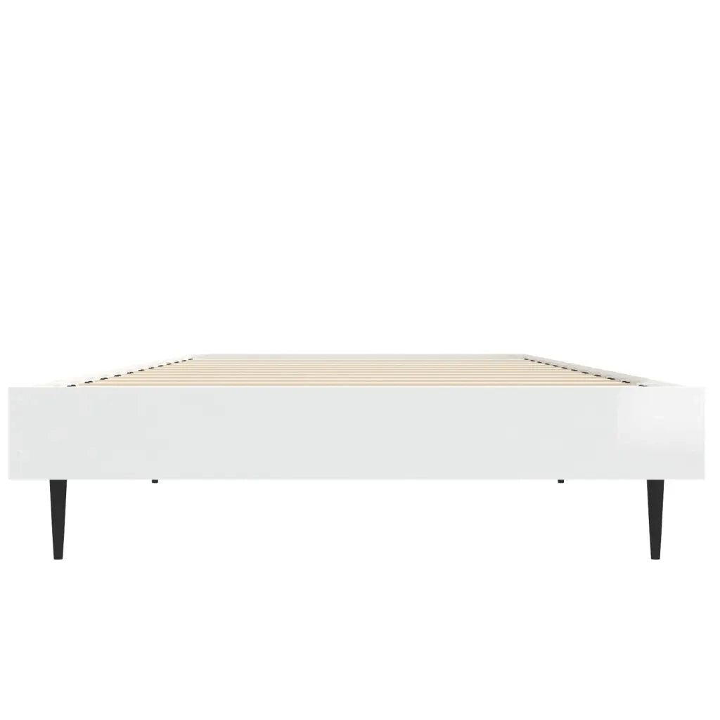 Letto singolo | Letto per adulti | Giroletto Bianco Lucido 75x190 cm in Legno Multistrato