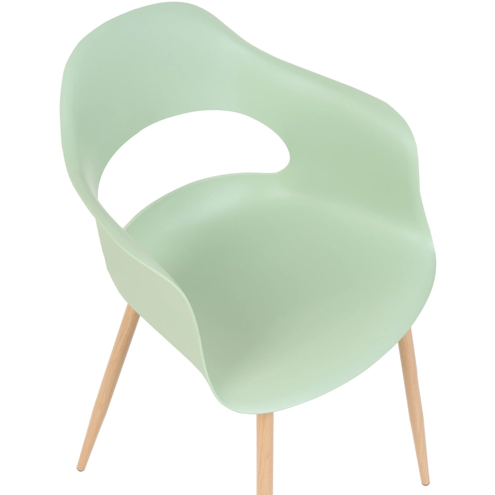 Set di 2 sedie da pranzo in materiale sintetico verde chiaro gambe eleganti decorative stile contemporaneo