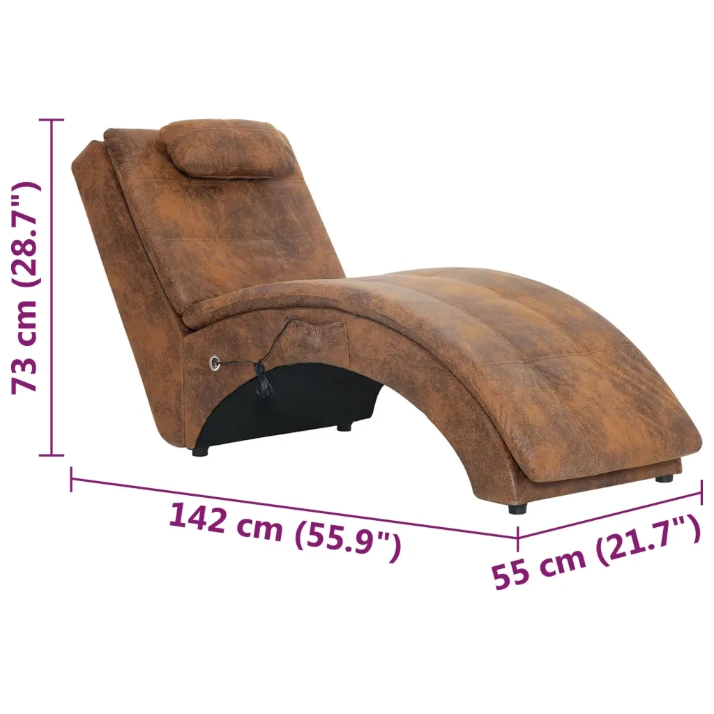 Sdraio Massaggiante con Cuscino Marrone Similpelle Scamosciata CFW7741602