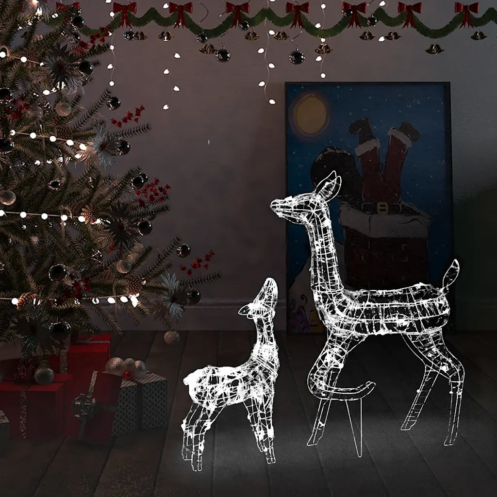 Famiglia di Renne di Natale 160 LED Bianco Freddo in Acrilico