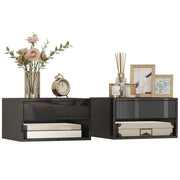 Comodino con cassetto ¨C Zephmum ¨C 37x32x21 cm Nero Lucido