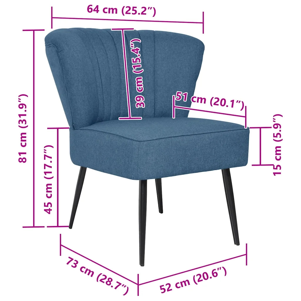Poltrona | Sedia da Cocktail Blu in Tessuto