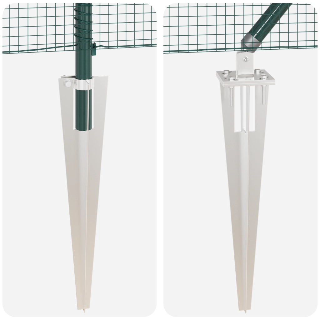 Set di Pali per Fencing 2 Pali Verde Acciaio rivestito in plastica